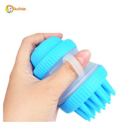 Pet Dog Cat Bathing Brushes,Pet Grooming Hand Brush With Container for Shampoo and Wash,Massage Silicone Brush