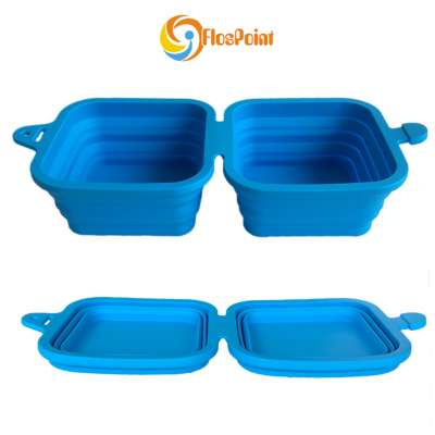 2019 Wholesale Elevated Foldable Silicone Raised Portable Water Travel Slow Feed Food Collapsible Dog Double Bowl