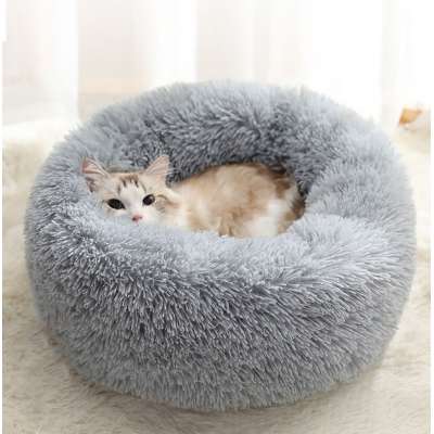 New Year Factory sale ultra soft Faux Fur Round Pillow Cuddler Dog Beds for Medium Small Cats